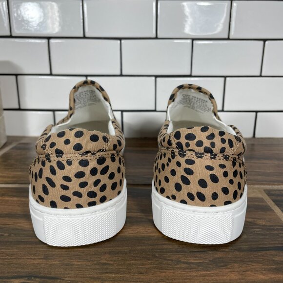 J.CREW Factory Road Trip Womens 8.5 Shoes Cheetah Printed Canvas Slip On Sneaker - Picture 4 of 13
